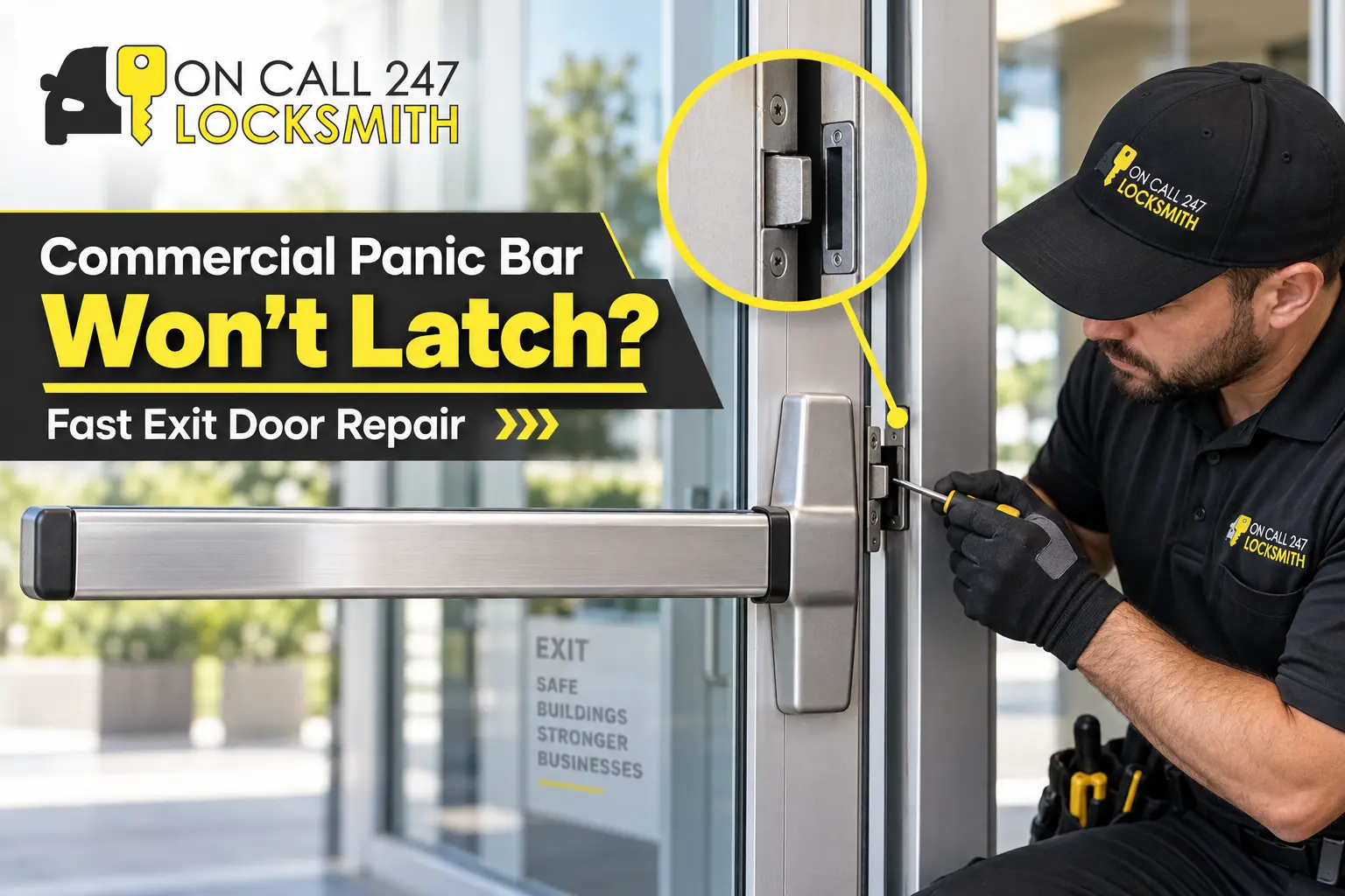 commercial panic bar not latching