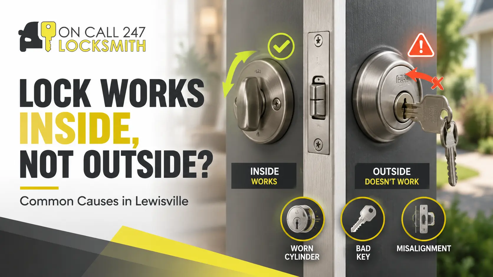 door lock works from inside but not outside Lewisville